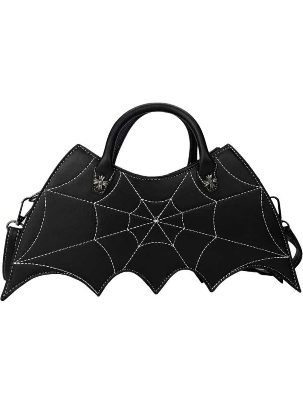 Stylish Bat Wing Crossbody Bag, PU Spider Web Design, Trendy Women's Handbag